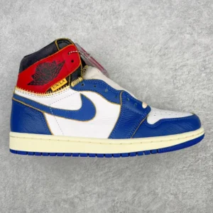 AIR JORDAN 1, " PK4.0 " -  " BV1300-146 " AJ1 high top white, black, blue, and red stitching!