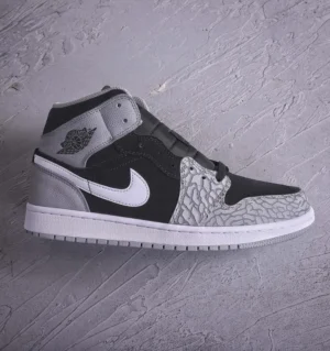 AIR JORDAN 1, "DT" -  "DM1200-016"Air Jordan AJ1 Mid mid top black gray elephant burst pattern