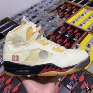AIR JORDAN 5, "LJR" - "DH8565-100" OFF-WHITE x Jordan Air Jordan 5 Retro SP”Sail”