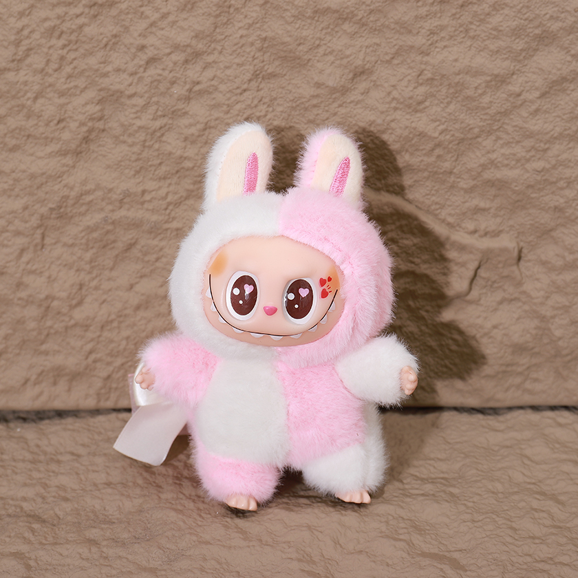 Plush Doll Cream peach Labubu Pendant